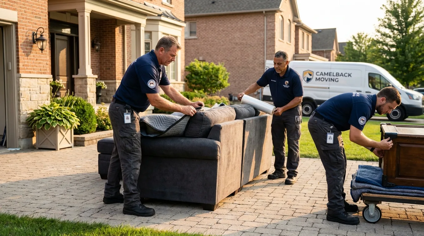 Large estate moving crew wrapping furniture in Brooksville, FL